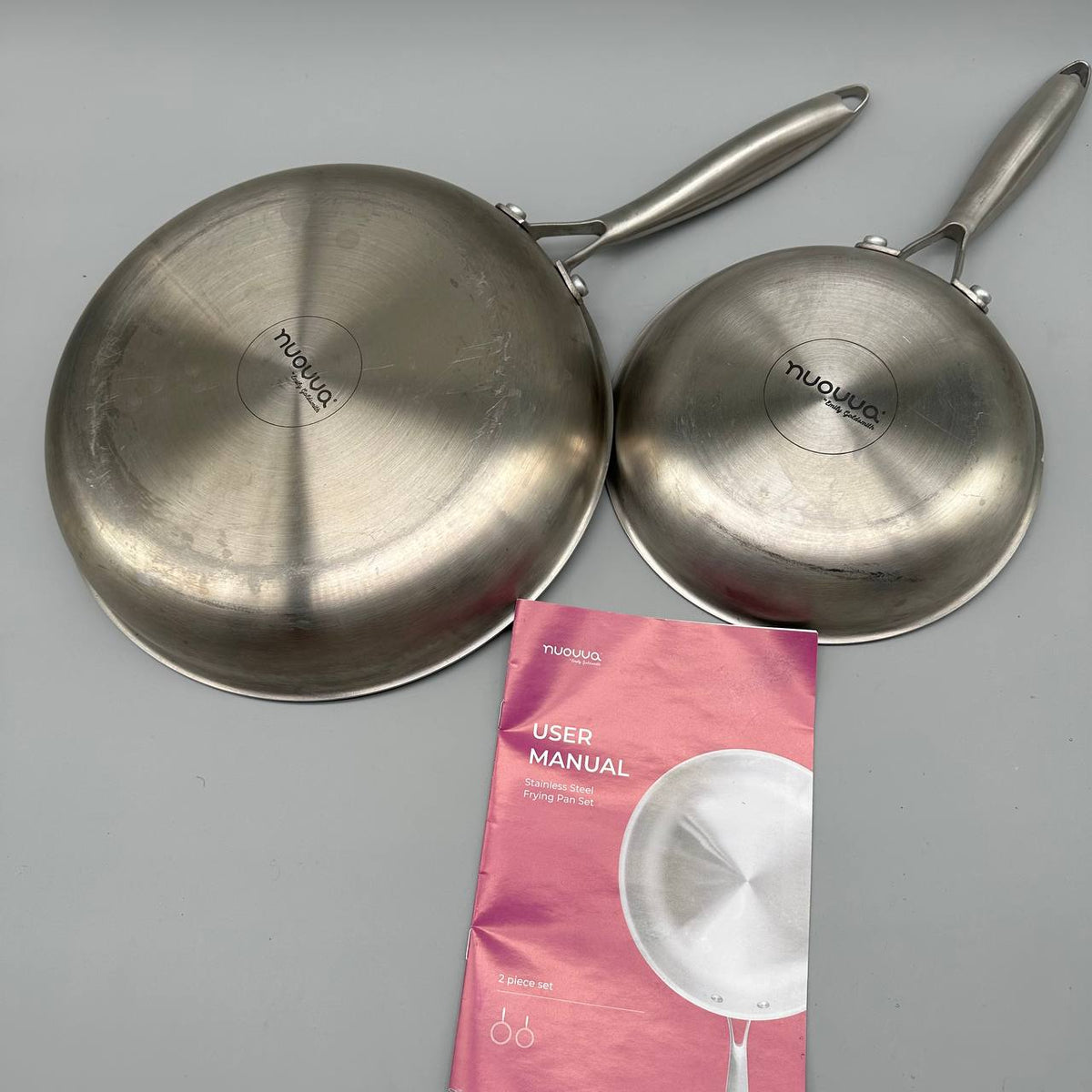 Stainless Steel Frying Pan Set 20cm 28cm Tri Ply Induction 2 Piece nuovva Pans