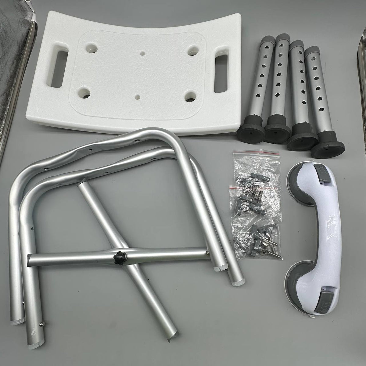 Shower Chair Adjustable Height Bath Stool Suction Grab Rail Bathroom Safety Seat