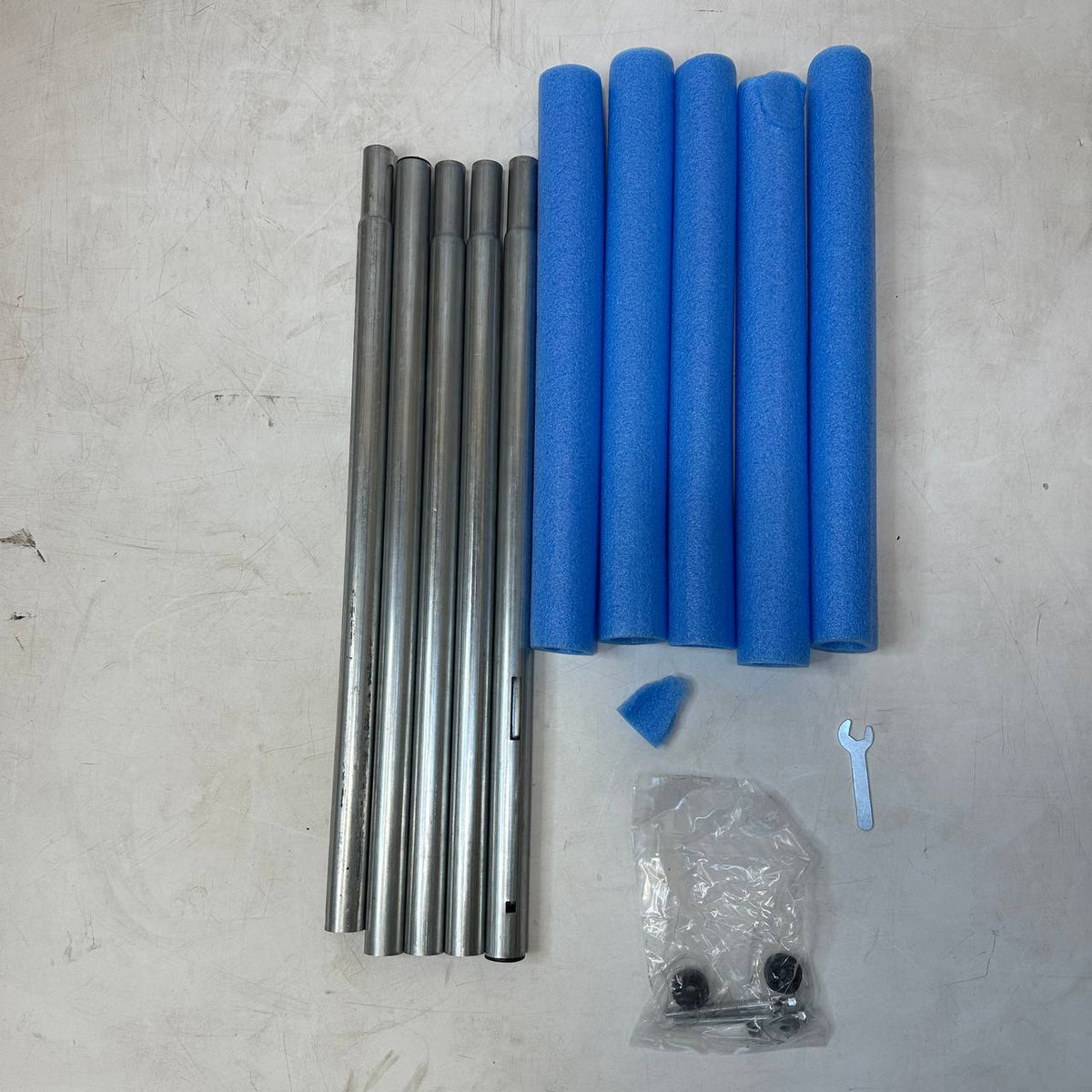 Trampoline Replacement Poles 2.44m Foam Padded Straight Tubes Screw Set Wrench