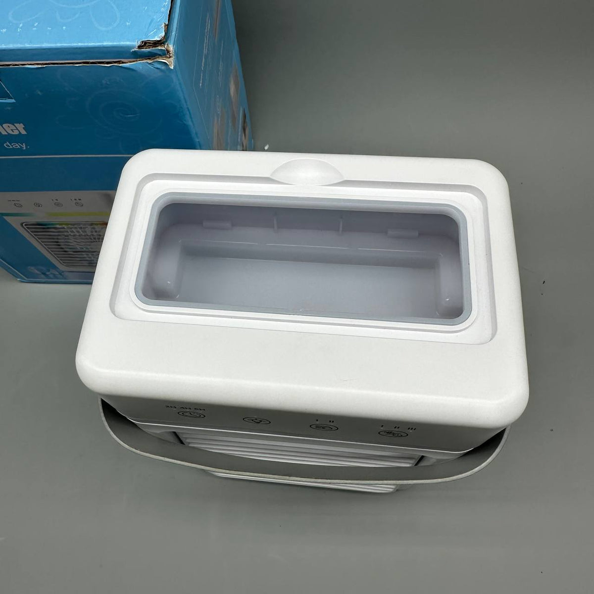 Portable Air Cooler Mini USB Fan 3 Speed Timer LED Light Desktop Cooling White