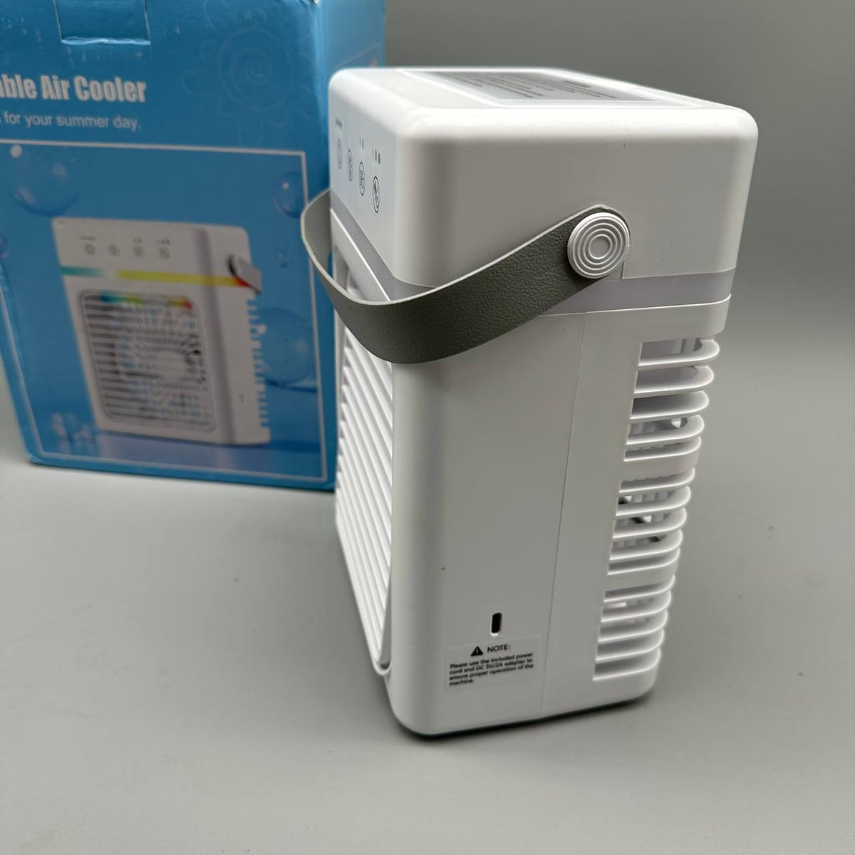 Portable Air Cooler Mini USB Fan 3 Speed Timer LED Light Desktop Cooling White