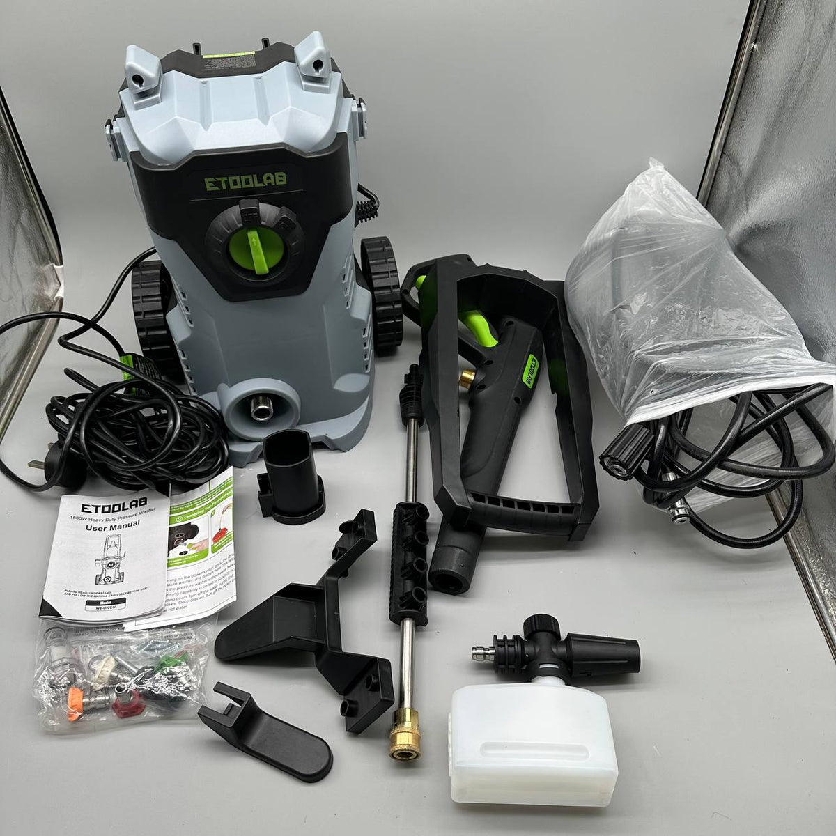 Pressure Washer 160 Bar 450L/H Electric Jet Wash Foam Cannon 4 Nozzles ETOOLAB