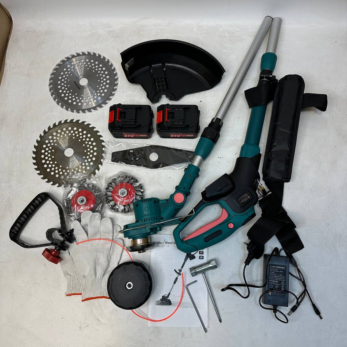 Cordless Strimmer 750W 21V Brushless 5 in 1 2x4Ah Batteries Makita Compatible
