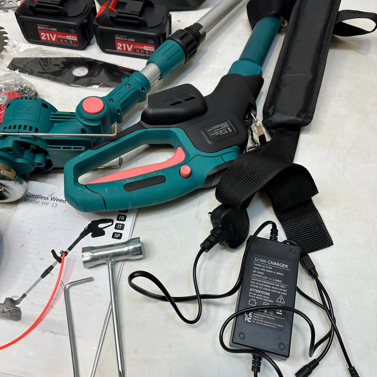Cordless Strimmer 750W 21V Brushless 5 in 1 2x4Ah Batteries Makita Compatible