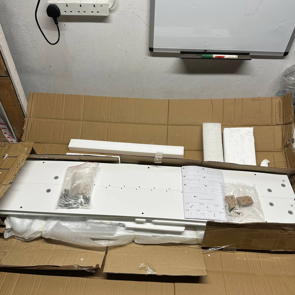 Radiator Cover 100cm Tall White MDF Horizontal Slat Medium Cabinet Fativo