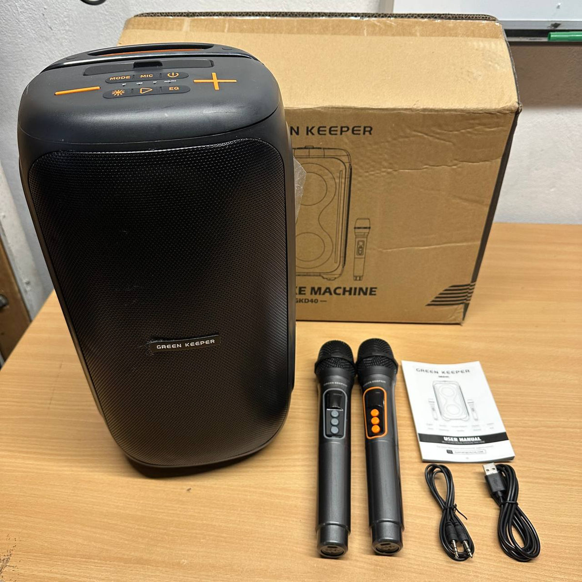 Karaoke Machine Bluetooth Speaker 2 Wireless Mics LED Party PA System GKD40