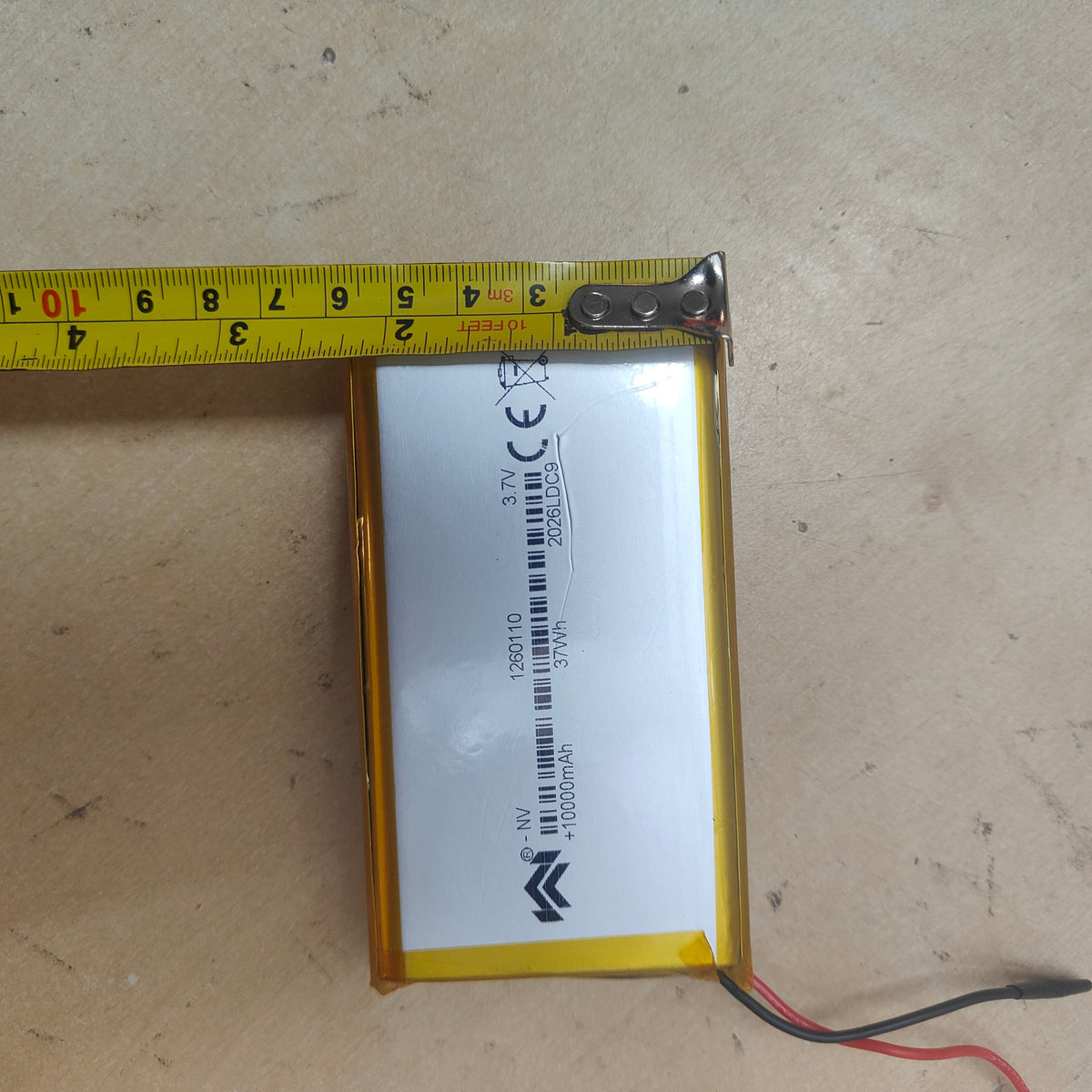 3.7V 10000mAh 37Wh LiPo Lithium Polymer Rechargeable Battery 1260110