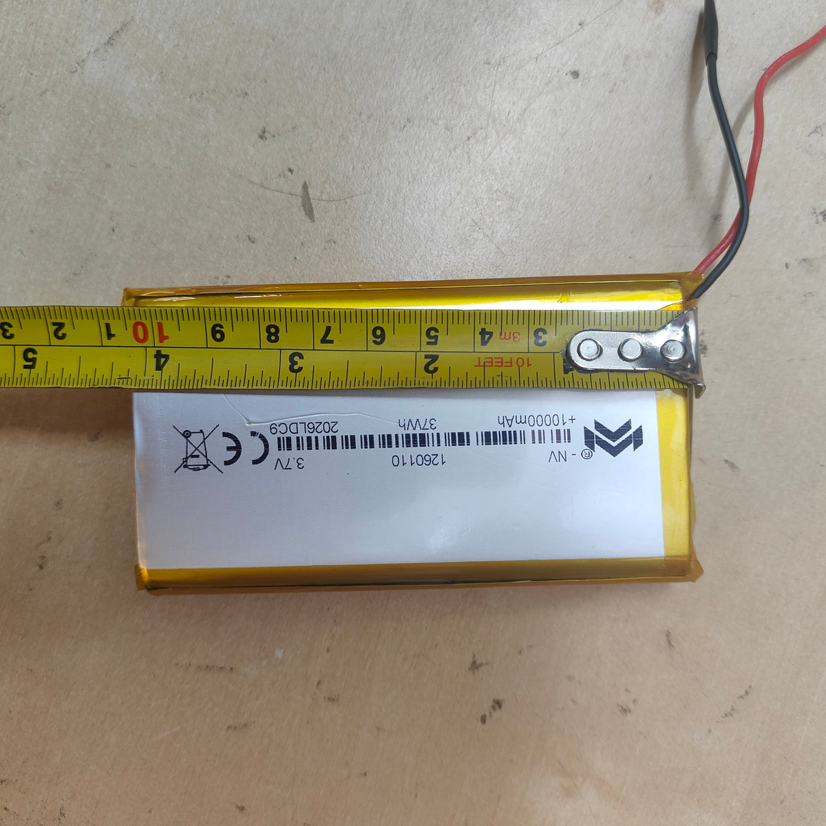 3.7V 10000mAh 37Wh LiPo Lithium Polymer Rechargeable Battery 1260110