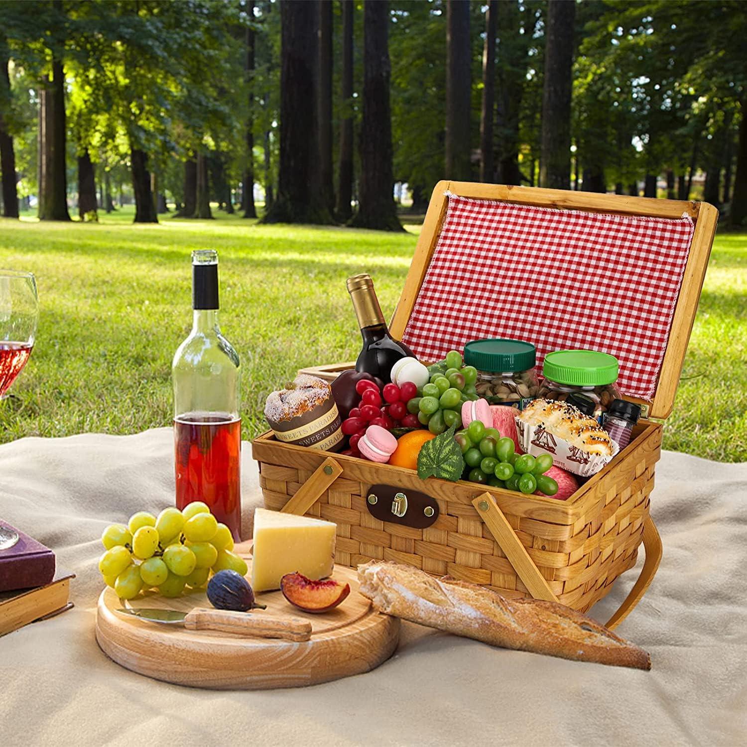 Picnic Basket with Double Folding Handles and Lid 35x25x17.8cm - Massive Discounts