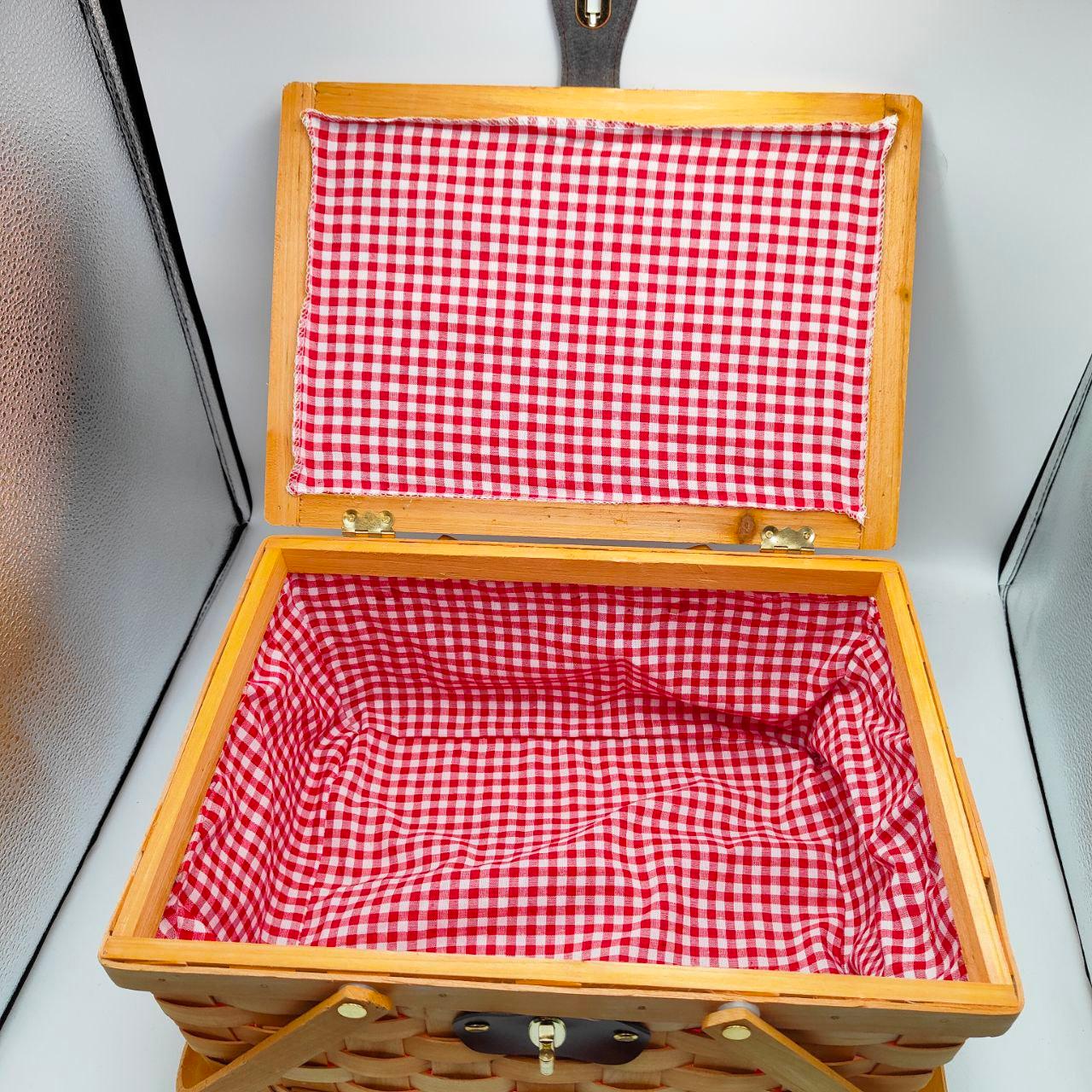 Picnic Basket with Double Folding Handles and Lid 35x25x17.8cm - Massive Discounts