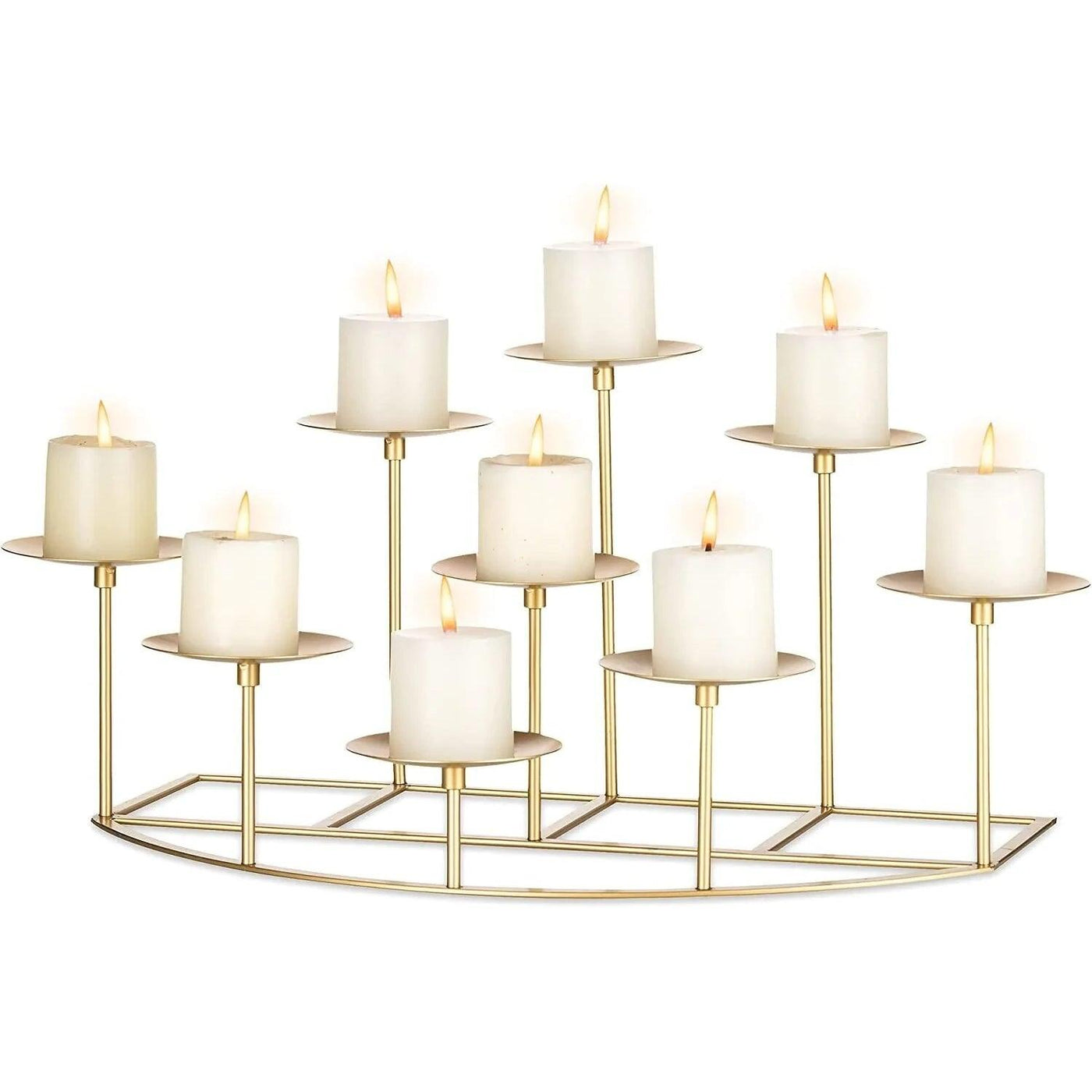 Pillar Candle Holders Mantelpiece Candelabra with 9 Candle Stands Gold - Massive Discounts