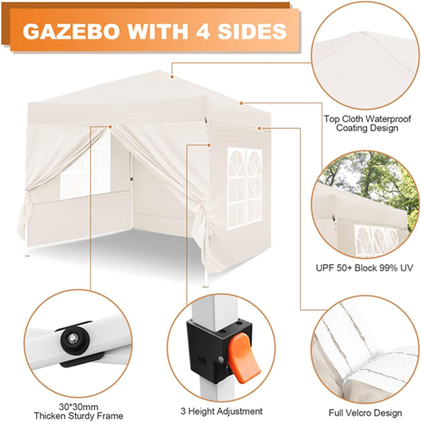 Pop Up Gazebo 2.5Lx2.5Wx2.7H Metres With Carrybag For Camping Garden - Massive Discounts