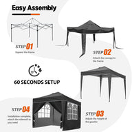 Pop Up Gazebo, Pop Up Tent for Outdoor Party Camping 3x3m, Grey - Massive Discounts