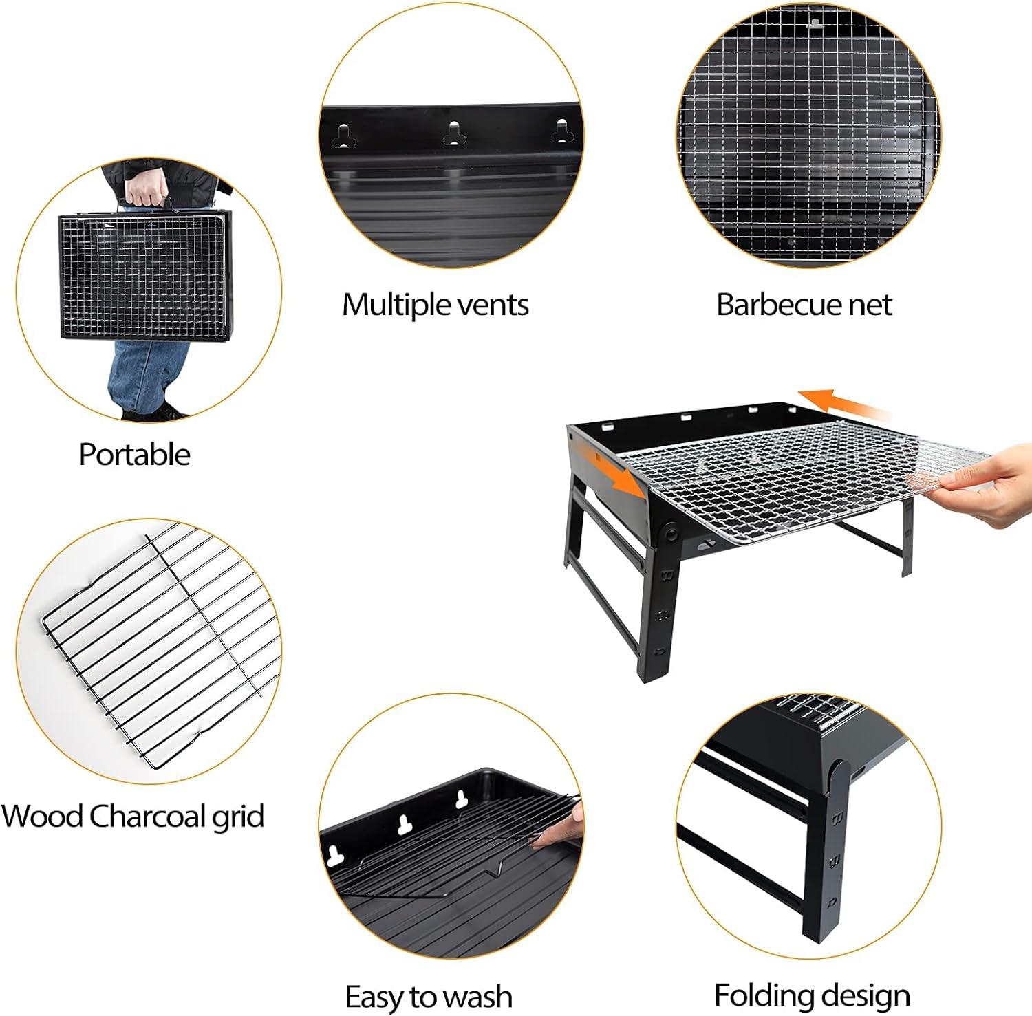 Portable Folding Charcoal Barbecue Desk Tabletop 15.35x11.41x2.95inch - Massive Discounts