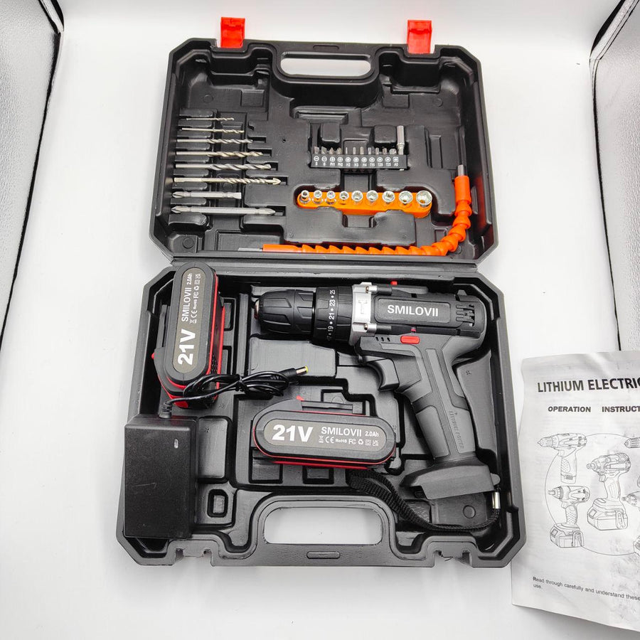 Powerful 21V Cordless Drill Set 45Nm Max 2x2Ah Battery Screwdriver Kit - Massive Discounts