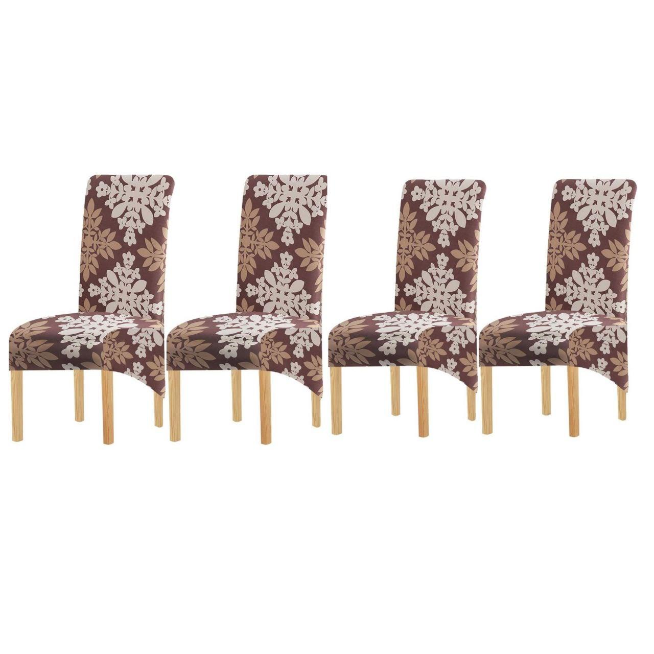 4 Pcs Chair Covers Printing Fabric Stretch Dining Chairs Elastic Slipcover - Massive Discounts