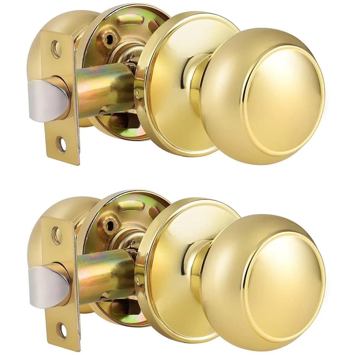 Probrico 2 Pack Gold Interior Passage Door Knob for Hallway Stainless Steel - Massive Discounts