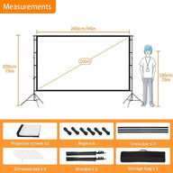 Projector Screen 100 Inch With Stand, Screen 16:9 for Outdoor Backyard - Massive Discounts