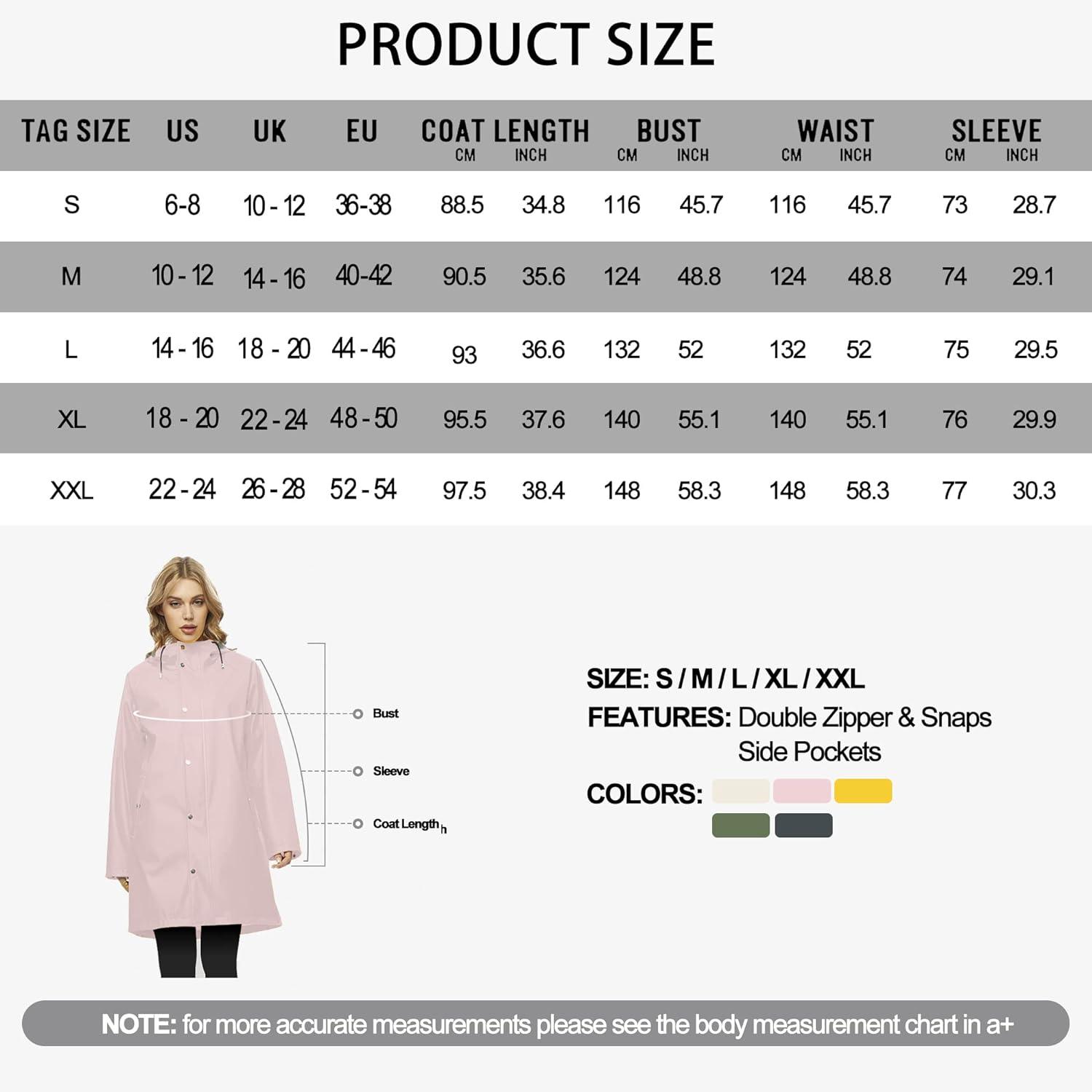 Raincoat for Women Pink With Fleece UNIQUEBELLA Windbreaker Size M - Massive Discounts