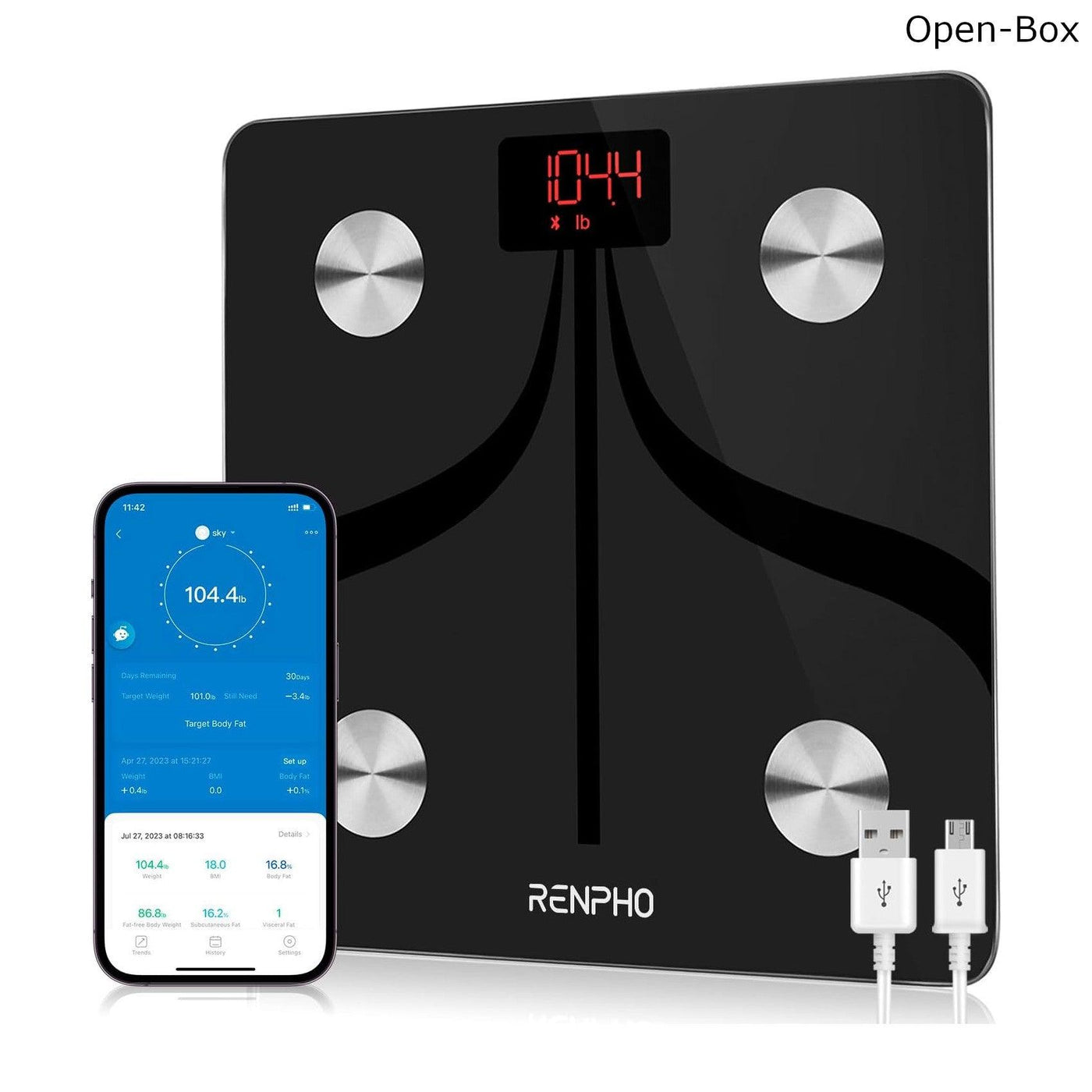RENPHO Bathroom Scale USB Rechargeable with Bluetooth Smart App - Massive Discounts