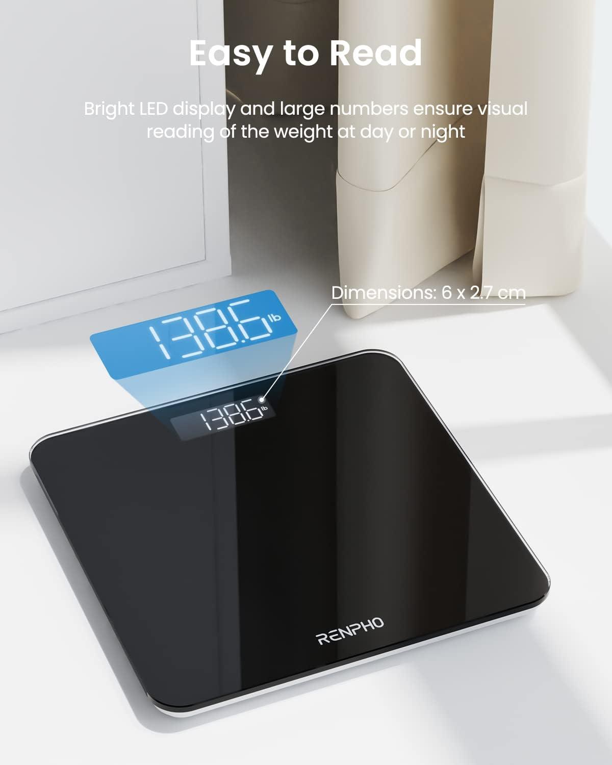 RENPHO Digital Bathroom Scale Black for Fitness (Stone/lb/kg) 28*28cm - Massive Discounts