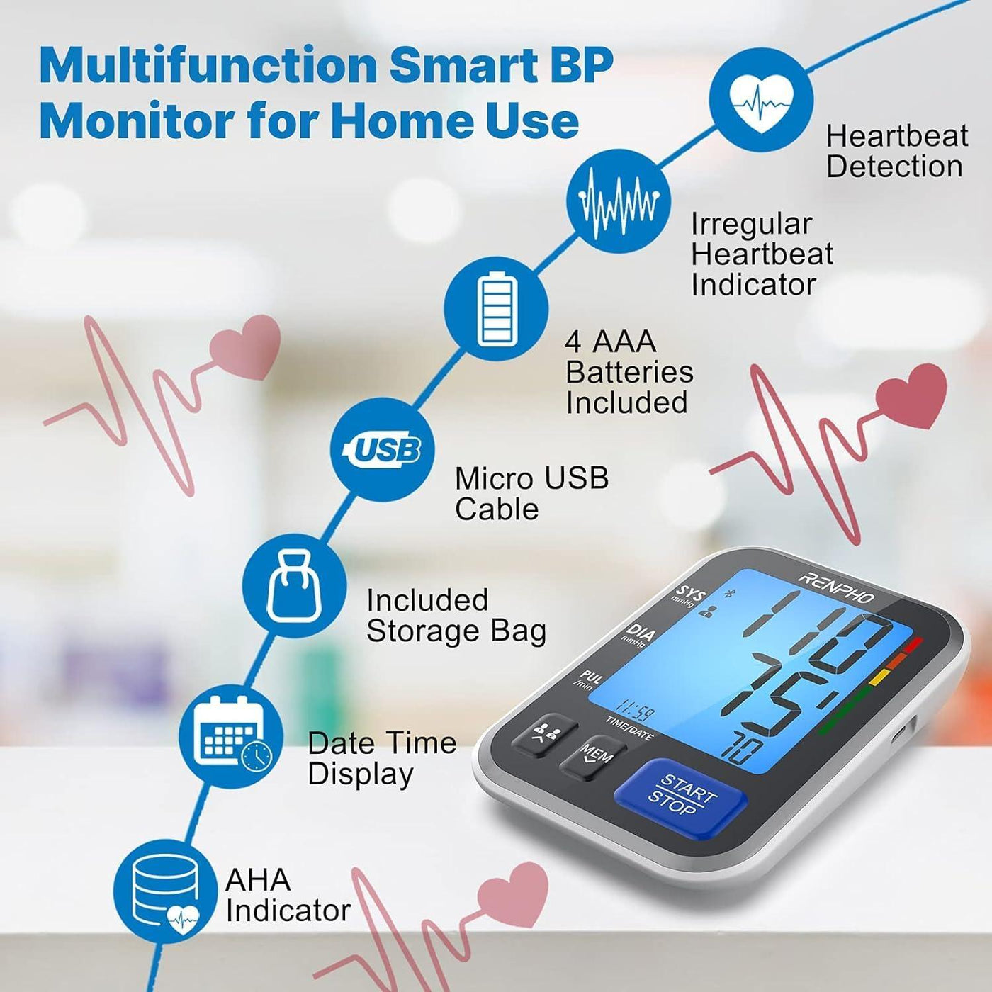 RENPHO Smart Blood Pressure Monitors, Home Use with App Two Users - Massive Discounts