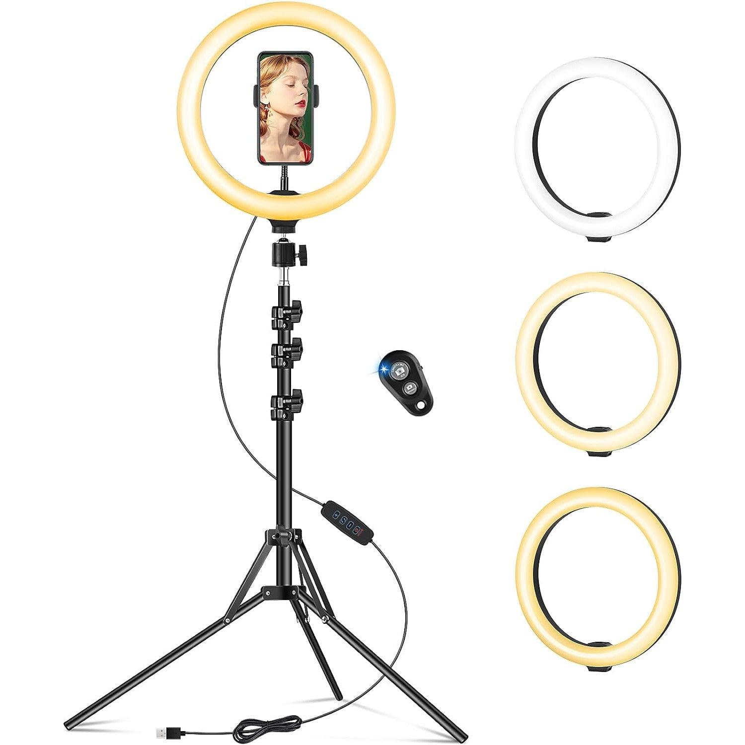 Ring Light with Tripod Stand & Phone Holder 10 inch with Remote - Massive Discounts
