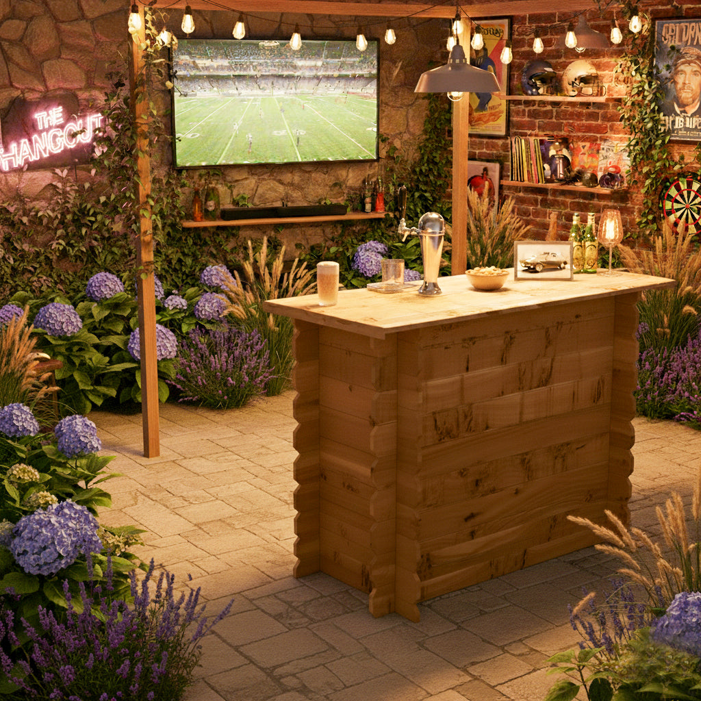 Corner Garden Bar Outdoor Wooden Interlock Drinks Bar Patio