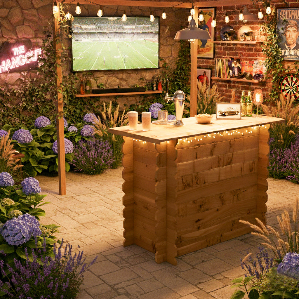 Corner Garden Bar Outdoor Wooden Interlock Drinks Bar Patio