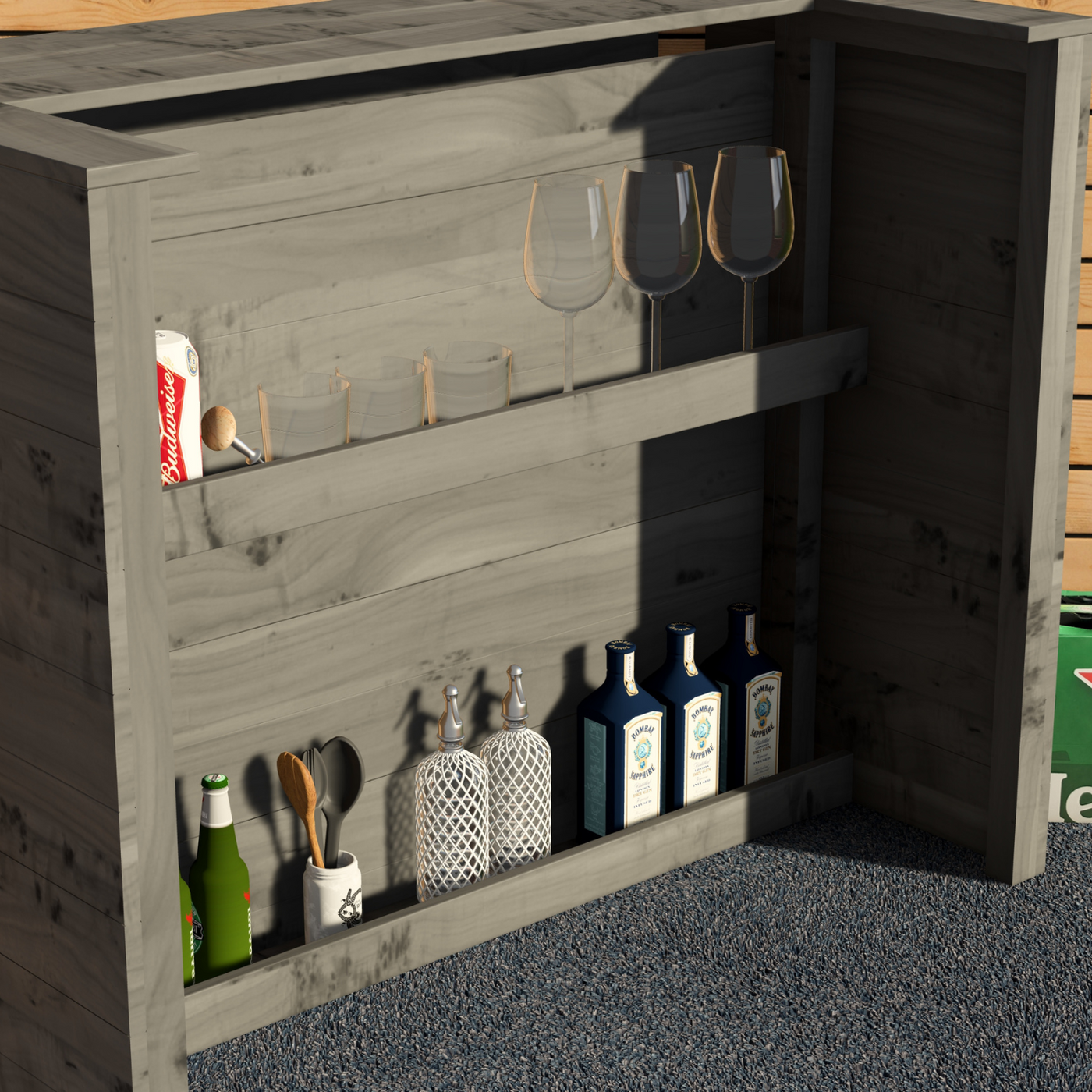 Garden Bar Outdoor Wooden Drinks Bar Rustic Patio Entertaining