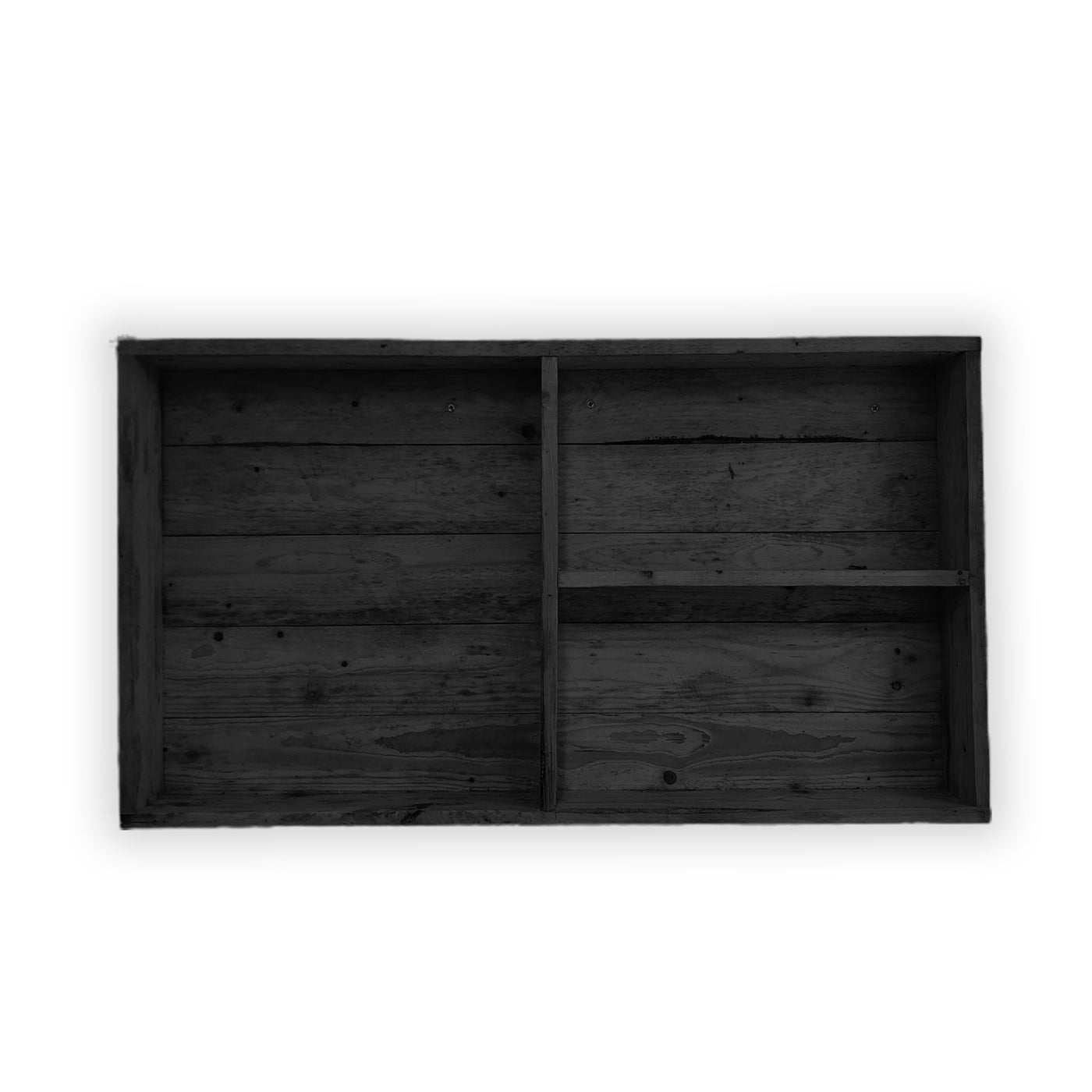 Dark wooden tray on a white background