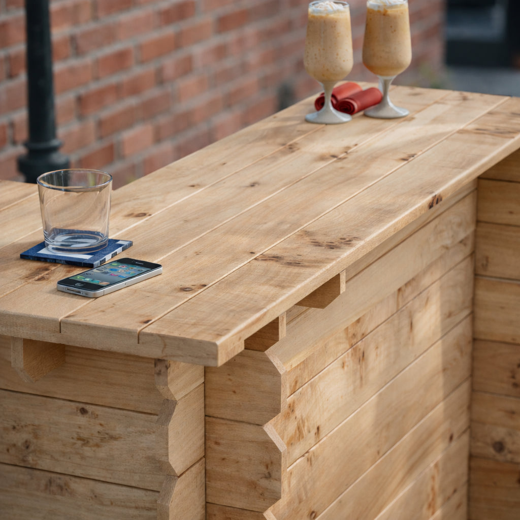 Wooden Corner Bar Interlock Garden Bar Space Saving Outdoor Bars at Home