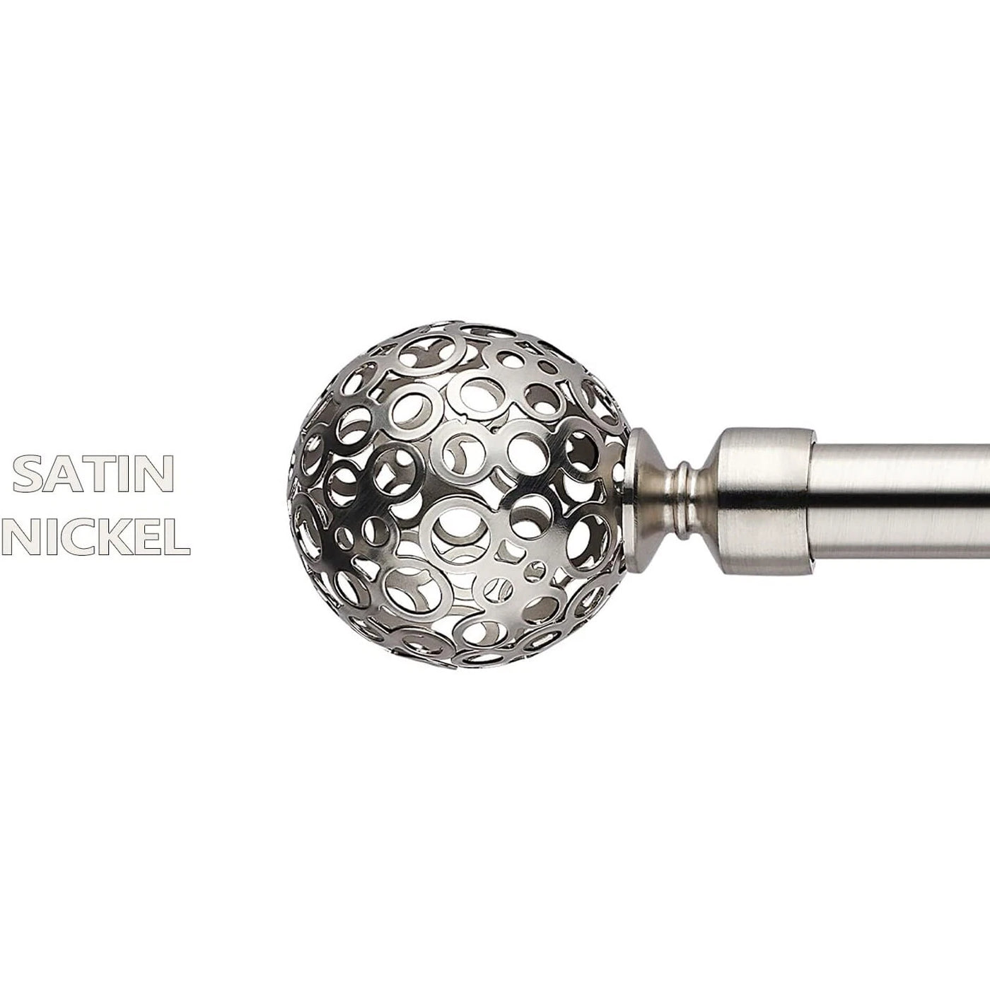 Extendable Curtain Pole 70-210 cm Nickel Ball Finials with Fittings Set