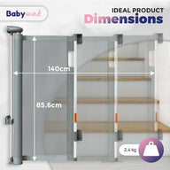 Babywak Retractable Baby Gate Extended To 55’ And A Height Of 33’ Grey