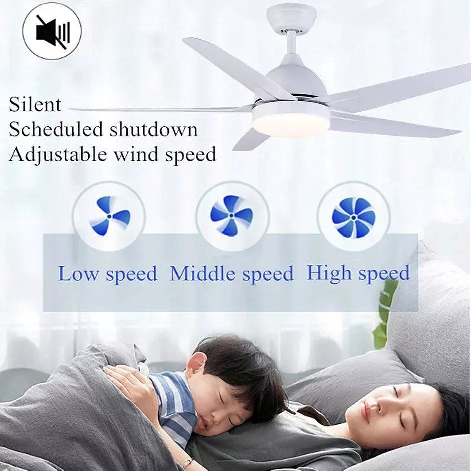 CJOY 52" Ceiling Fan with Light & Remote, Quiet AC Motor, 5 ABS Blades, White