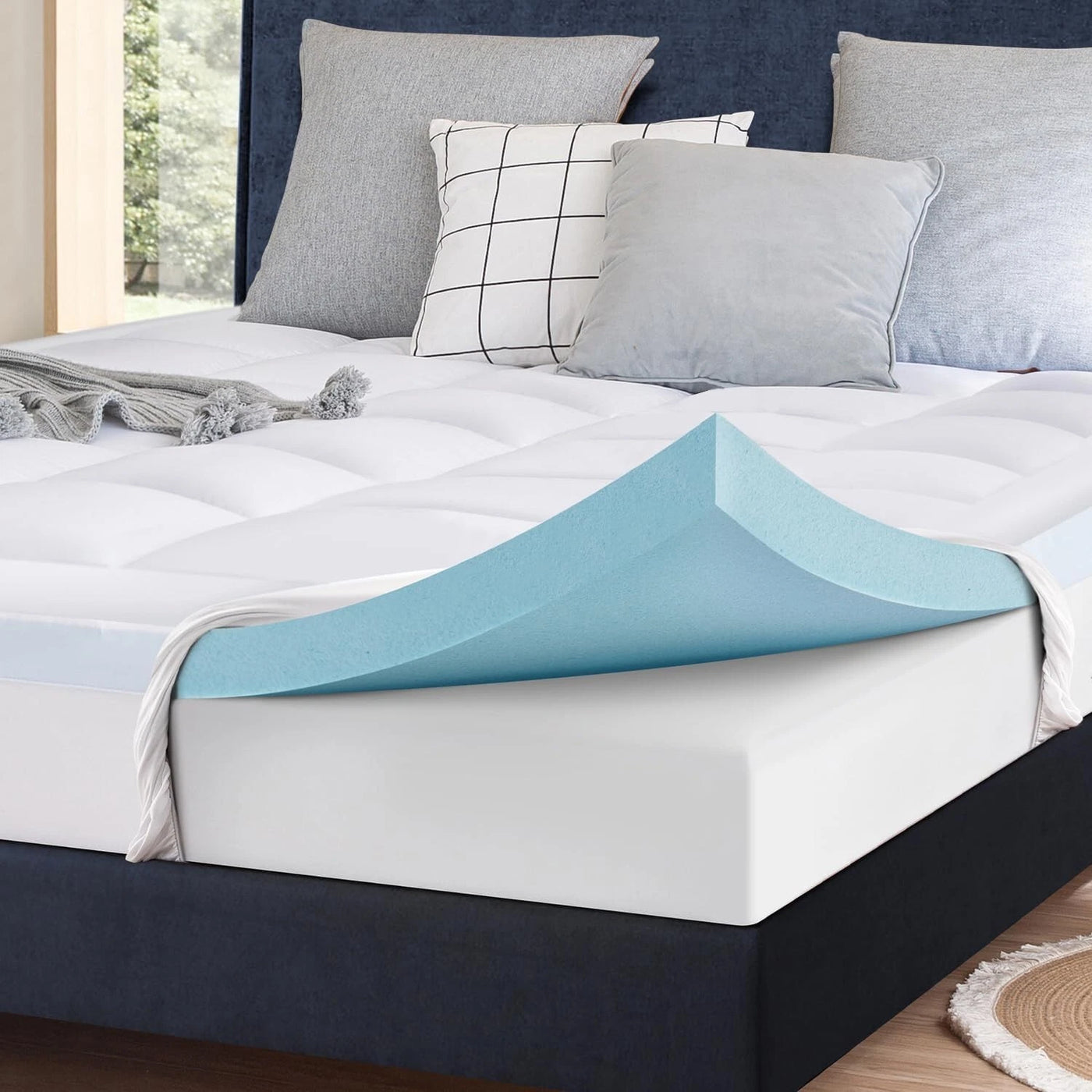 Firm Mattress Topper Single 90x190cm Washable Cover ELEMUSE