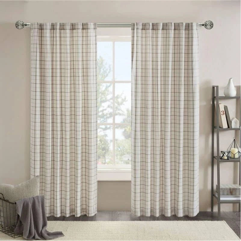 Extendable Curtain Pole 70-210 cm Nickel Ball Finials with Fittings Set