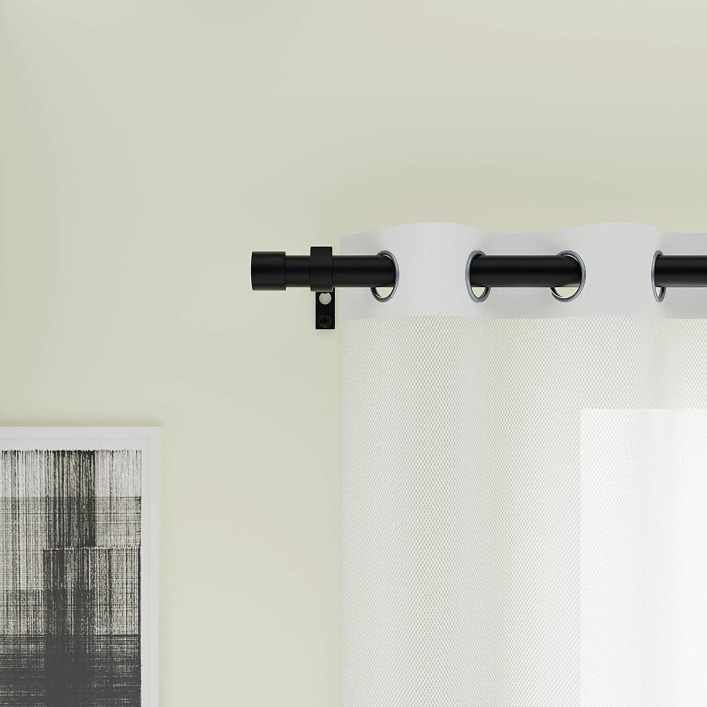 Extendable Curtain Pole Set 120-210cm Black, 16/19mm, Includes Finials, Brackets
