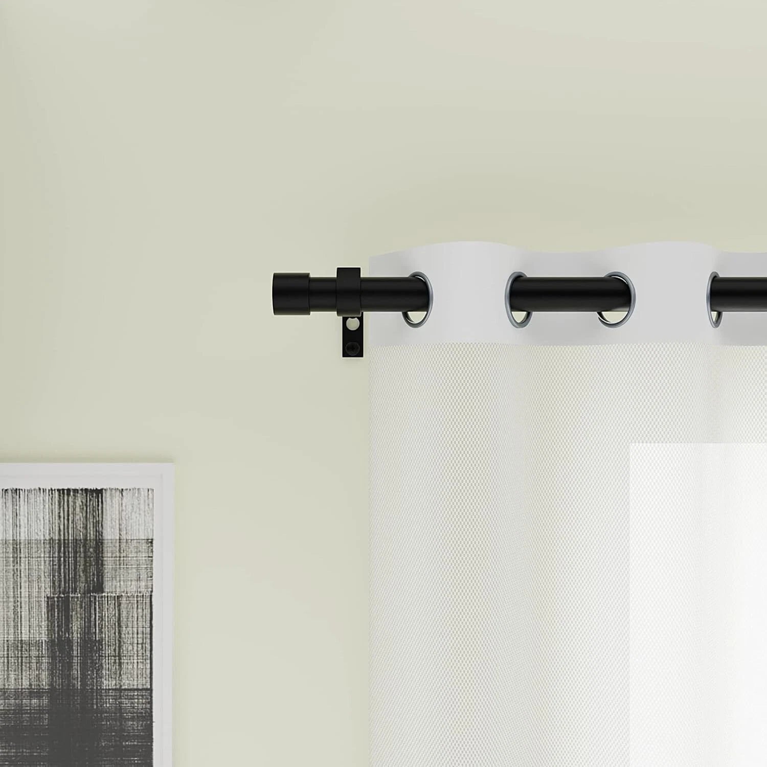Extendable Curtain Pole Set 120-210cm Black, 16/19mm, Includes Finials, Brackets