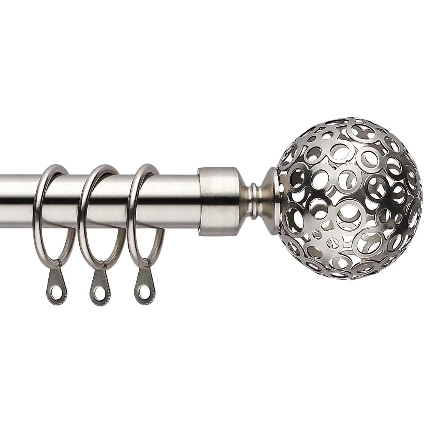 Extendable Curtain Pole 70-210 cm Nickel Ball Finials with Fittings Set