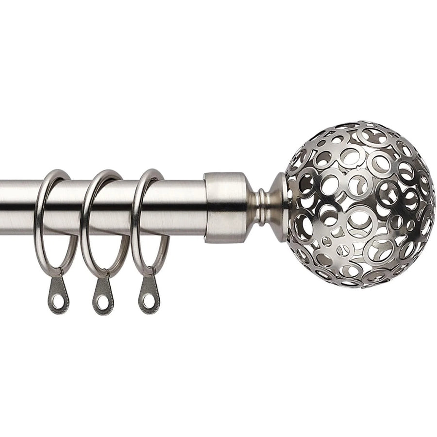 Extendable Curtain Pole 70-210 cm Nickel Ball Finials with Fittings Set