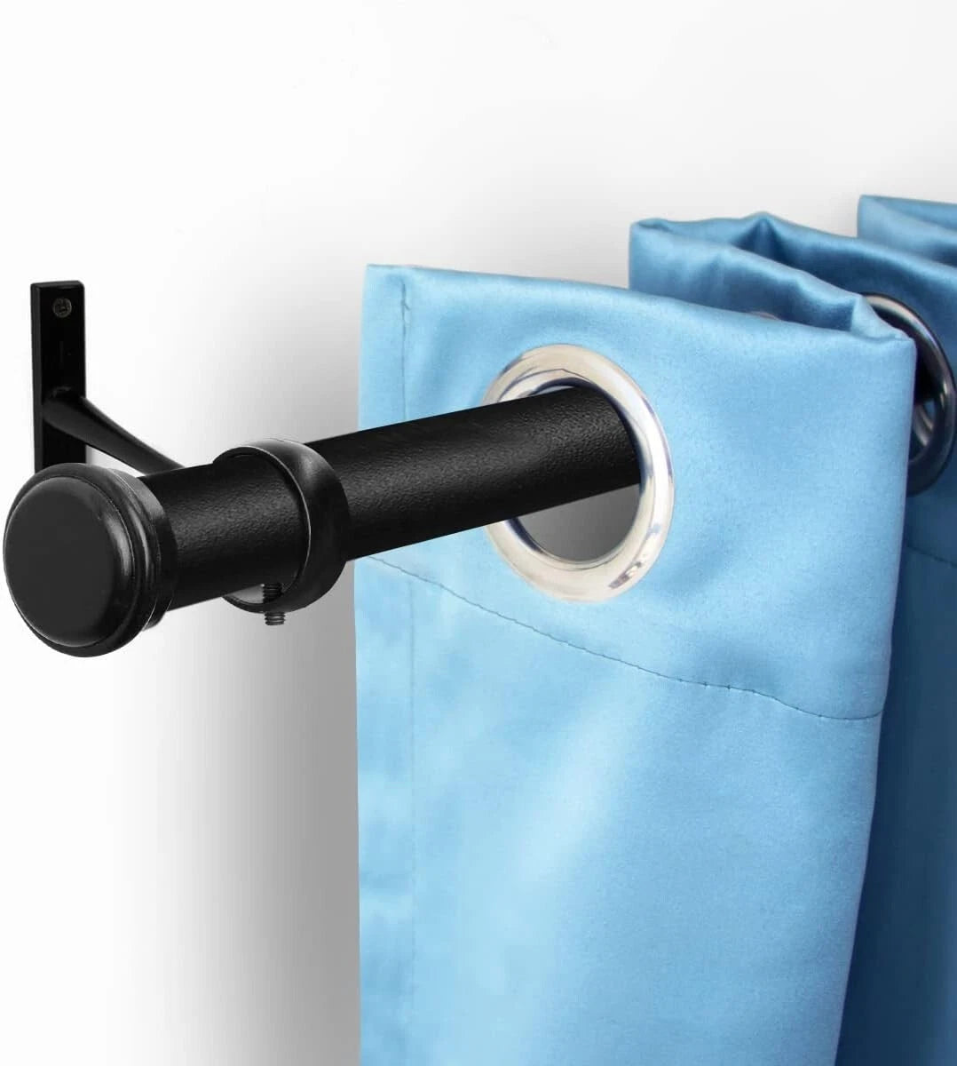 Curtain Rod 210-310cm Adjustable Window Shower Rail Round Cap Qlfyuu