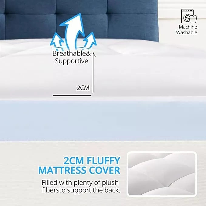 Memory Foam Mattress Topper 135x190cm Orthopaedic Dual Layer Enhancer