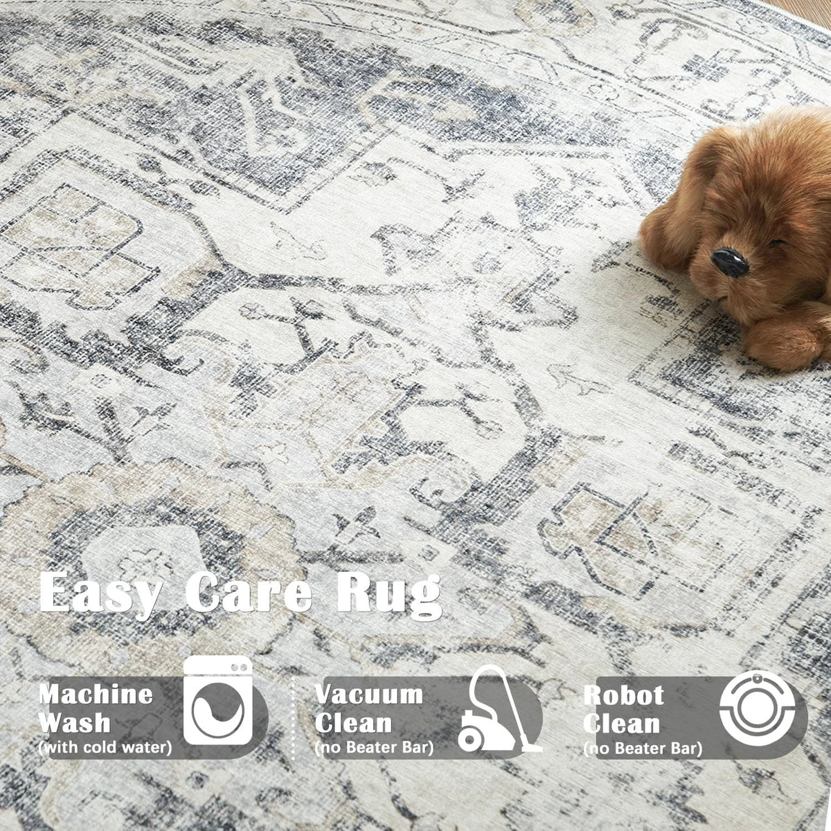 Large Area Rug 270x365cm Vintage Washable Non Slip Living Room Carpet TOPICK