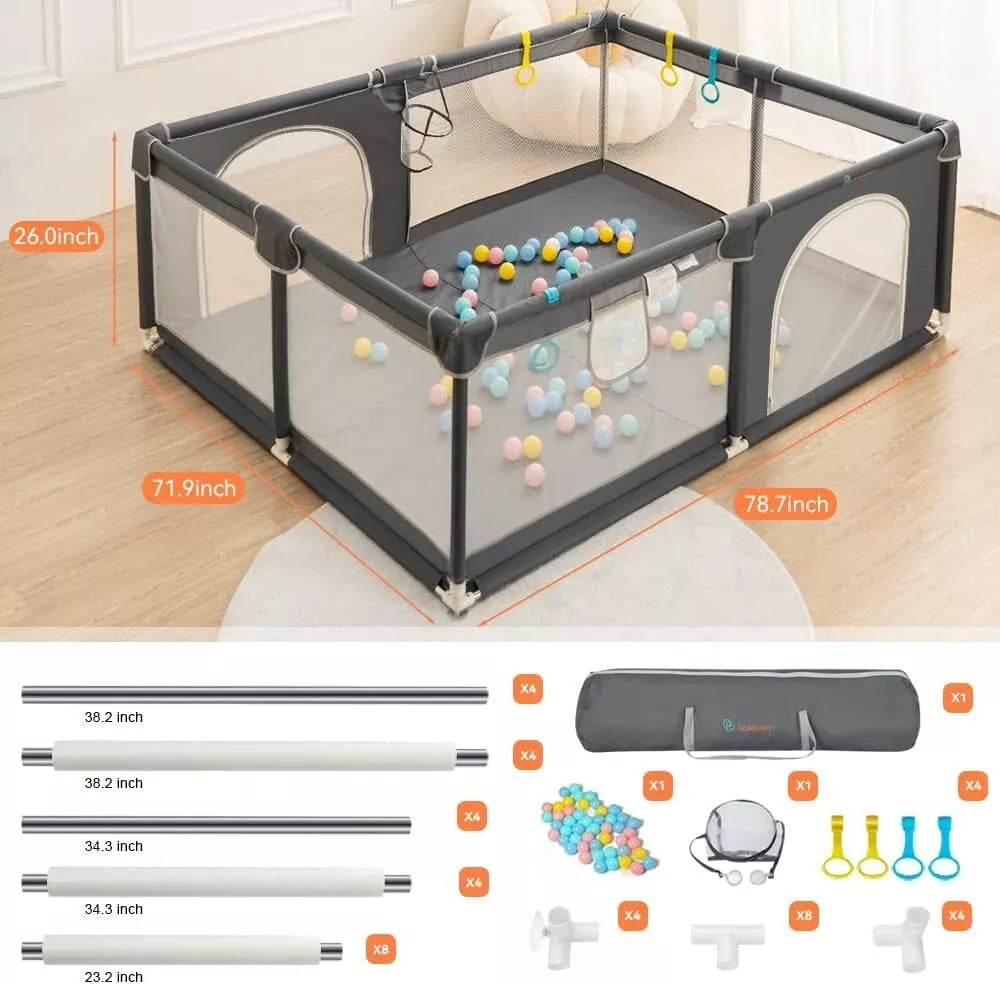 Baby Playpen Extra Large 200x180x66cm Kids Activity Centre COMOMY
