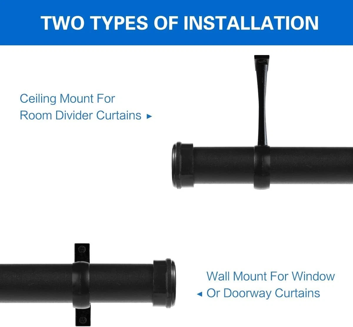 Curtain Rod 210-310cm Adjustable Window Shower Rail Round Cap Qlfyuu