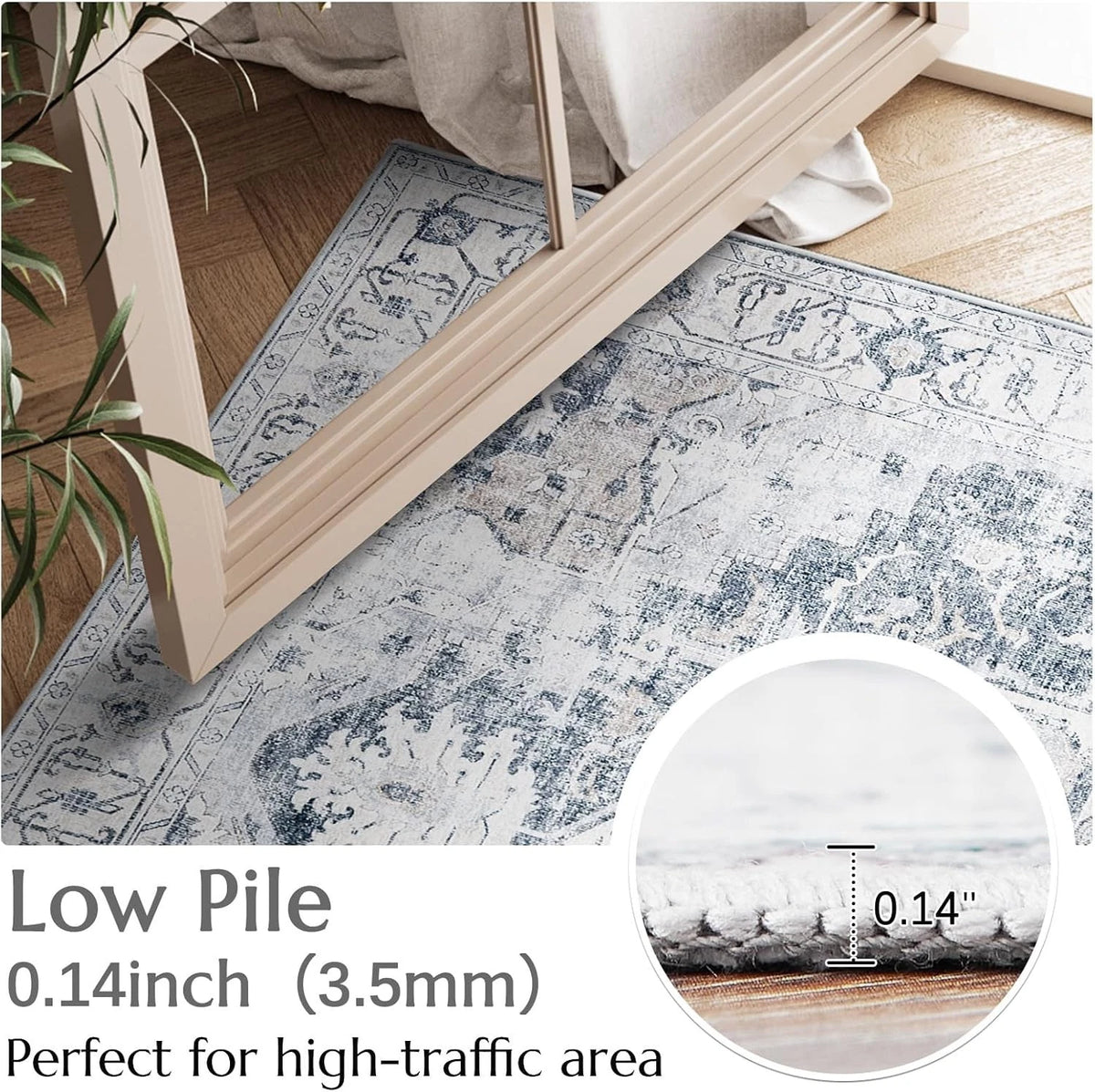 Large Area Rug 270x365cm Vintage Washable Non Slip Living Room Carpet TOPICK