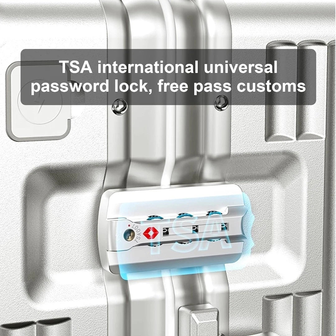 26 Inch Suitcase Hard Shell TSA Lock Aluminium Frame Silver Spinner Wheel AIWEINY