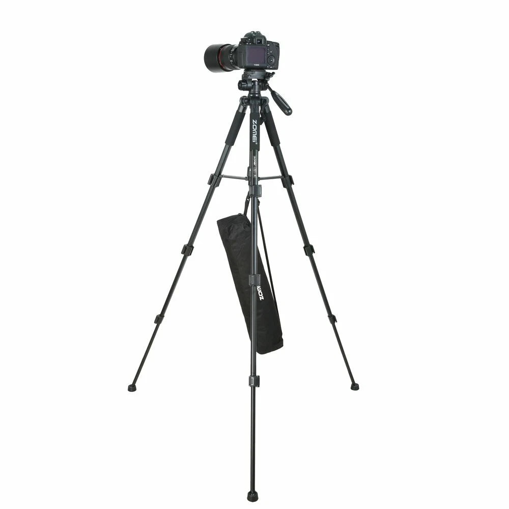 Camera Tripod 55 Inch Aluminium Lightweight Portable 3 Way Pan Head Zomei Q111