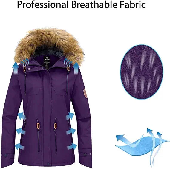 Womens Jacket Waterproof Winter Coat Ski Snowboarding Size L Wantdo